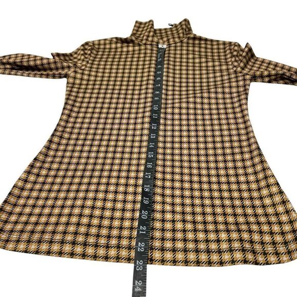 Rokh Women's Small Brown Beige Houndstooth Satin-Jersey Turtleneck Top Size 2-4 - Picture 9 of 13